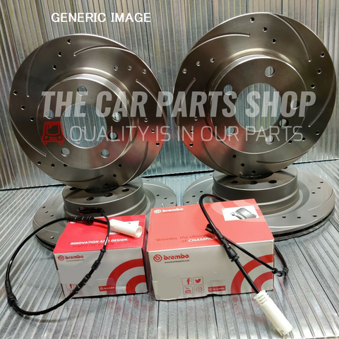 For Mini Cooper 2 JCW R56 Brembo Drilled and Grooved Discs + Pads + Sensors